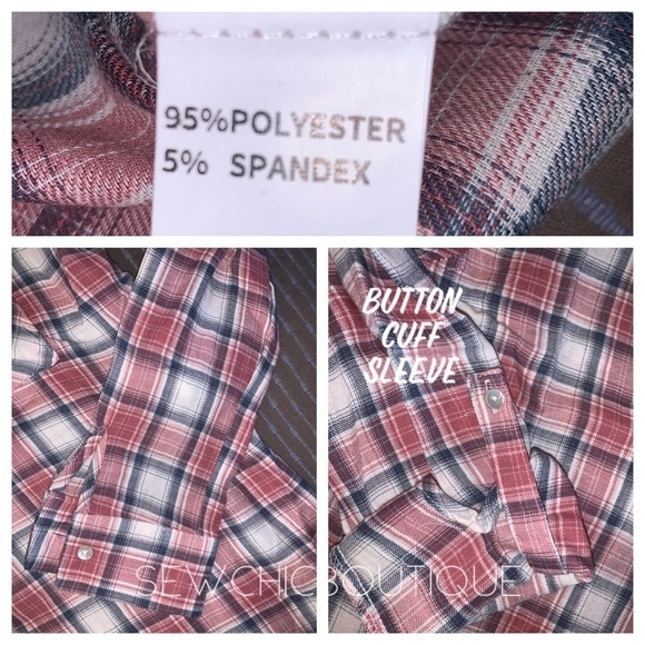 Vintage Plaid Button Down Shirt Mauve - Picture 6 of 6